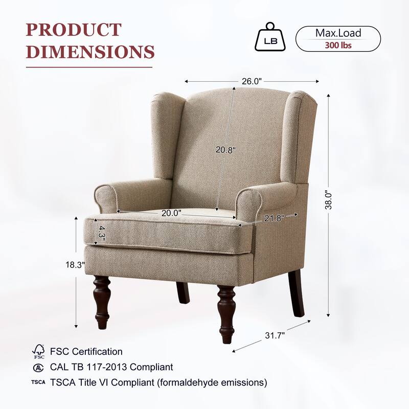 Accent Armchair with Turned Legs Set of 2 Blue/ Beige / Grey