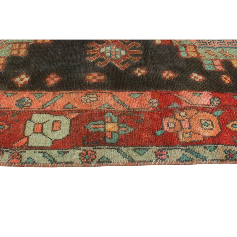 Vintage Distressed Nuno Charcoal/Rust Runner - 3'5" x 9'10"