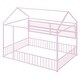 preview thumbnail 23 of 40, House-Shaped Design Metal Full Size Bed Frame with Fence and Shelves