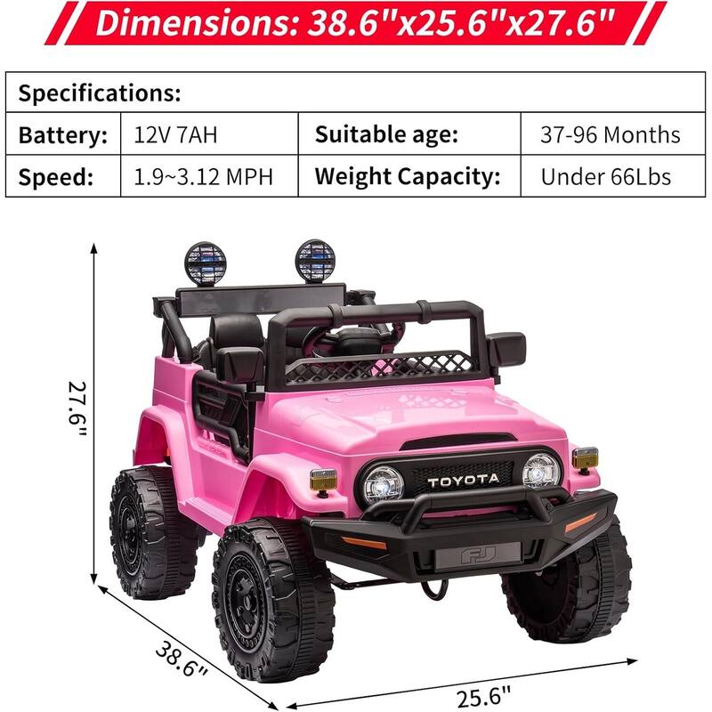 Licensed Toyota Battery Powered Electric 12V Ride on Car for Kids