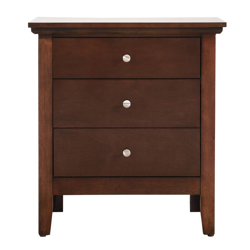 3 Drawer Nightstand with Real Wood Veneers, Cappuccino