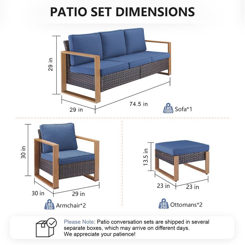 Pocassy Outdoor Sofa, Swivel Chair, Patio Chair Ottoman Set