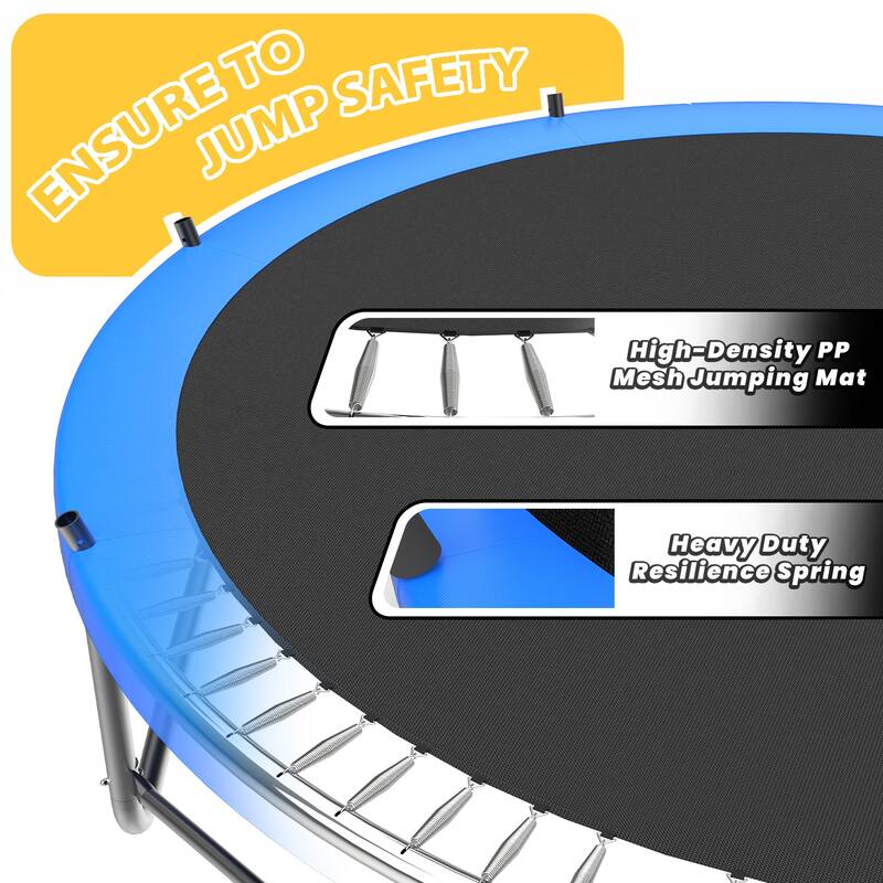 12FT Recreational Kids Trampoline with Safety Enclosure Net & Ladder, Outdoor Recreational Trampolines