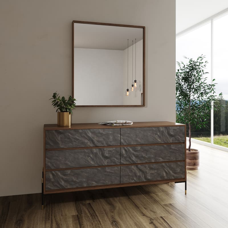 Nova Domus Metcalf Mid-Century Walnut & Grey Dresser