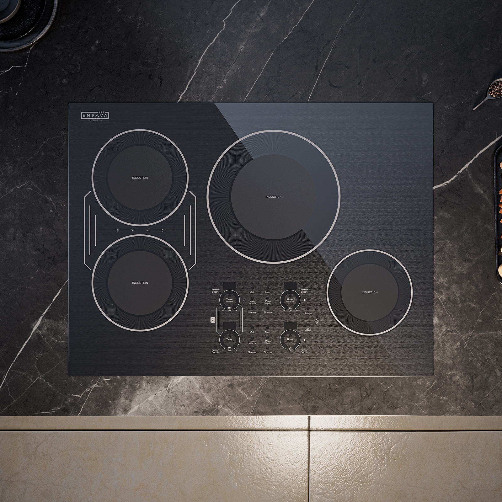 30 in. Built-In 8700W Smooth Surface Electric Stove Induction Cooktop - 4 Power Boost Burners - Bridge Element in Black