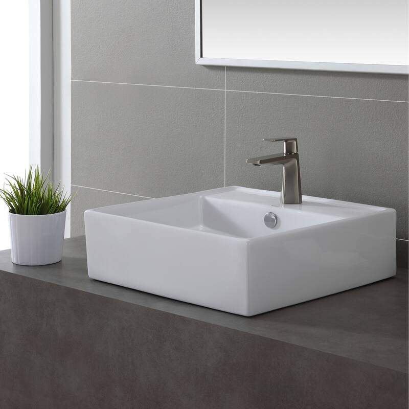 Kraus 18-1/2" Ceramic Vessel Bathroom Sink - Includes Pop-Up Drain