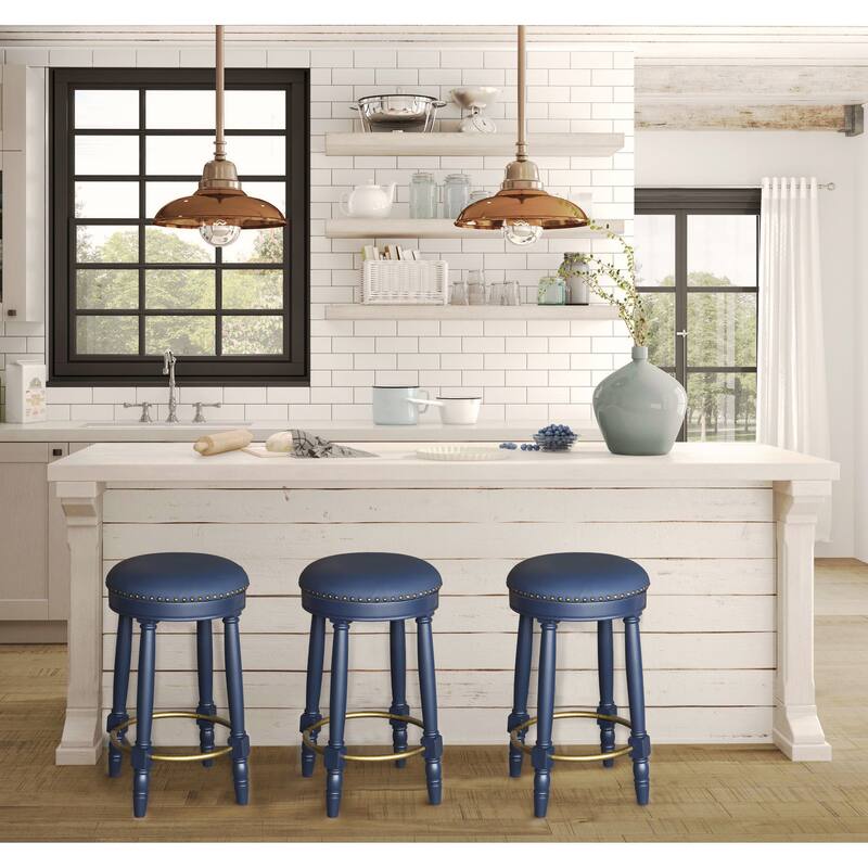 Bar Stools Set of 2, 26" Counter Height, 360° Swivel Wooden Bar stool with Fabric Upholstered Seat