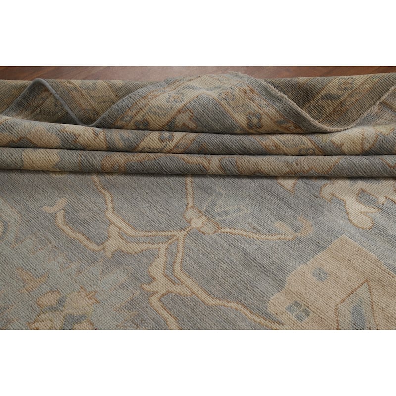 Hand Knotted Oriental 100% Wool Carpet Transitional All-Over Greys & Charcoal Oushak Area Rug - 11' 11'' X 9' 4''