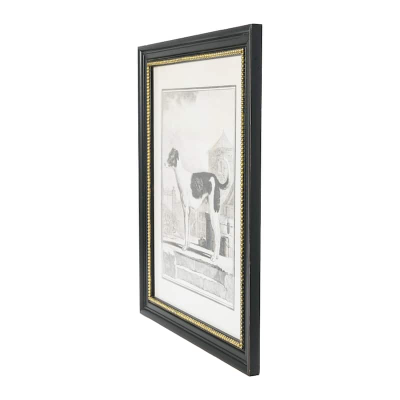 Vintage Reproduction Dog Print with Solid Wood Frame - Black