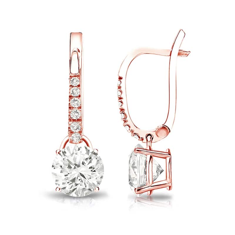Auriya 1 1/2ctw Round Diamond Dangle Earrings 14k Gold (J-K, I1-I2) - Rose