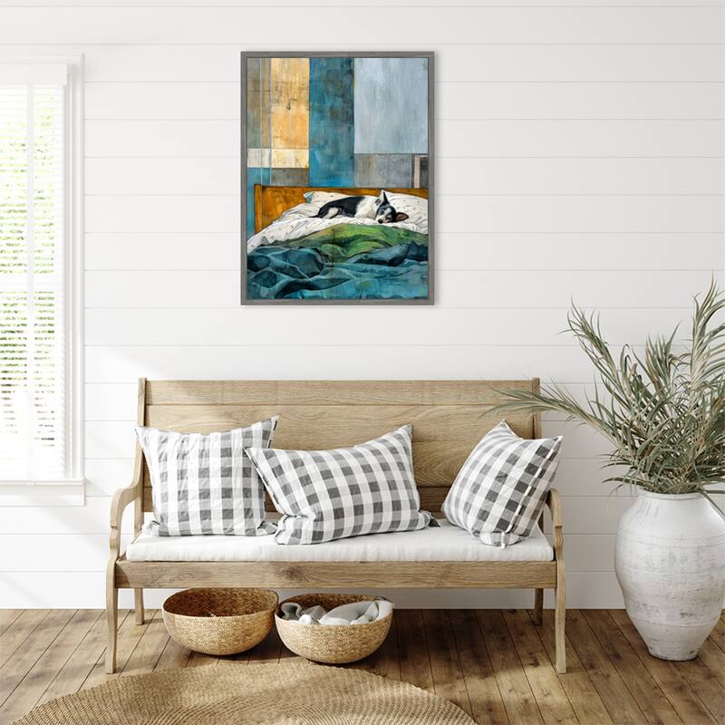 Dogs Life Pillows by Justyna Jaszke Framed Canvas Wall Art