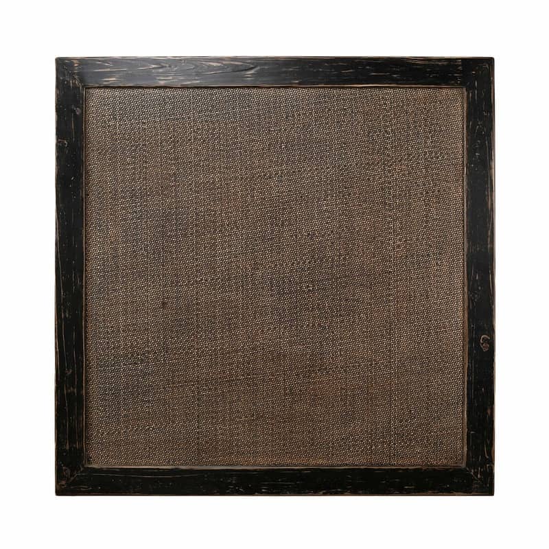 Milo Square Coffee Table with Rattan Top Distressed Blackwash 50x50x19H