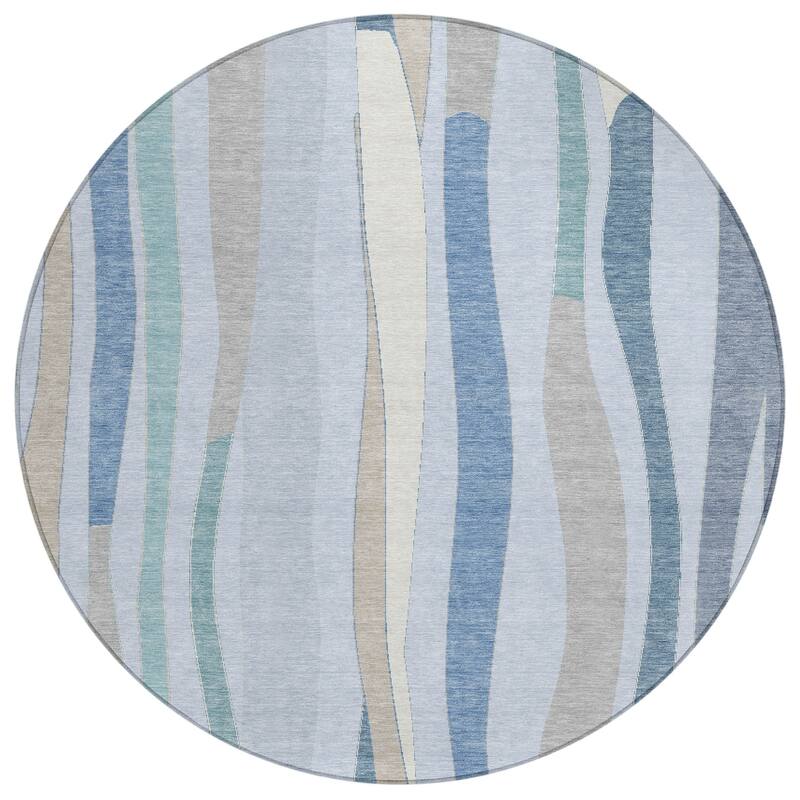 Machine Washable Indoor/Outdoor Modern Stripes Chantille Rug