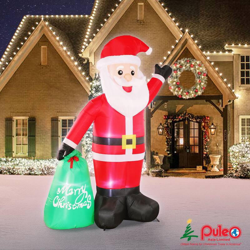 Puleo International 8 ft. Lighted Blow-Up Inflatable Santa Clause