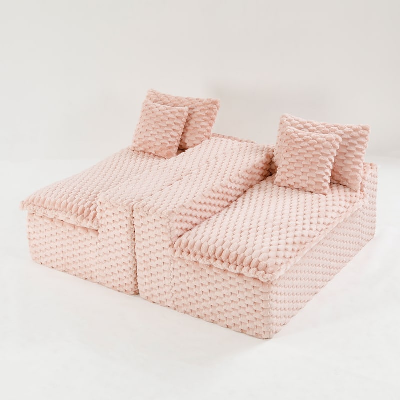 Free Combination Modular Couch Fluffy Turtle Velvet Sectional Sofa