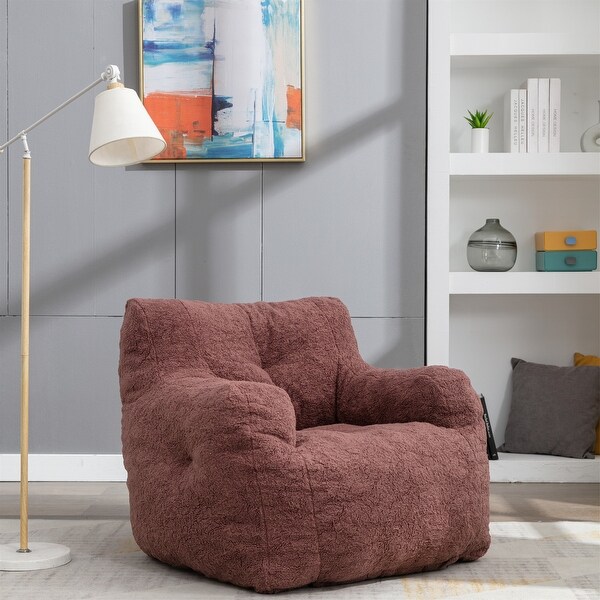 Soft Tufted Foam Bean Bag Teddy Fabric Single Sofa - 37