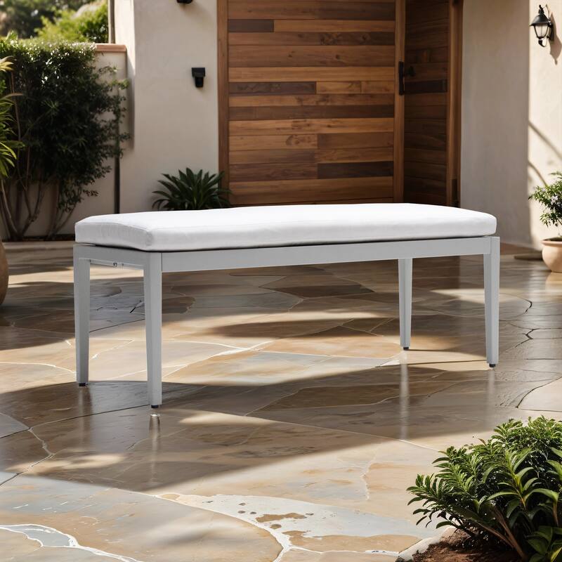 Outdoor Patio Aluminum Bench with Cushion
