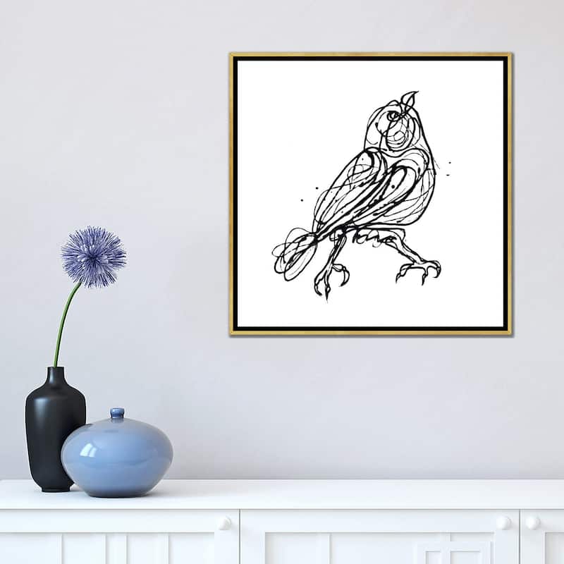 iCanvas "Chin Up - Cute Little Bird Jackson Pollock Style Drawing" by OLena Art Framed