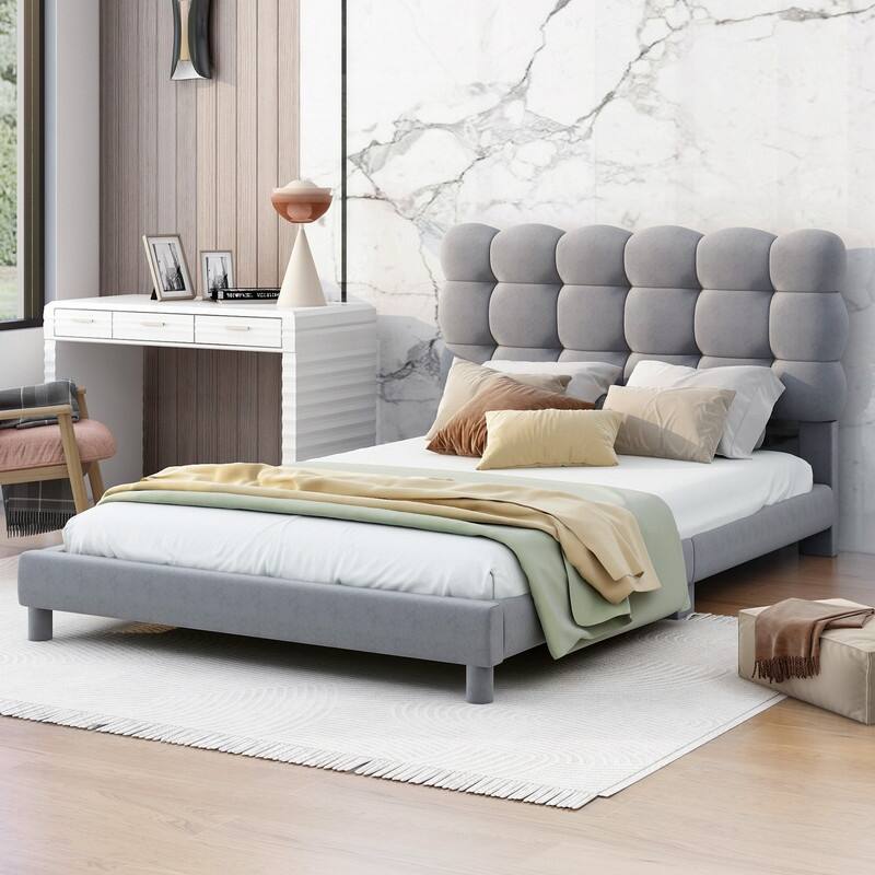 Modern Upholstered Platform Bed Frame Twin/Full/Queen,Platform Bed with