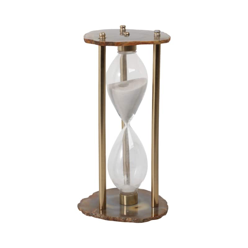 Agate Stone Hourglass Modern Design Home Office Bedroom - 10" Black - 5" x 4" x 10"