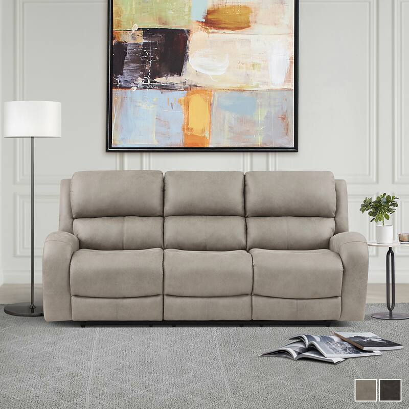 Fremont & Park Mabel 84.5" Polished Microfiber Manual Double Reclining Sofa