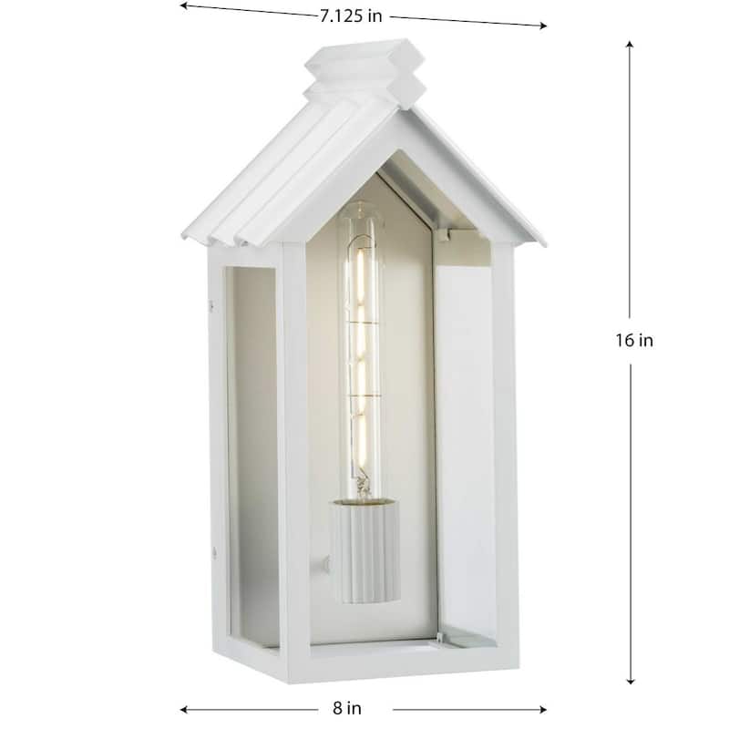 POINT DUME® Dunemere Shelter White Outdoor Wall Lantern with DURASHIELD - 8 in x 7.125 in x 16 in