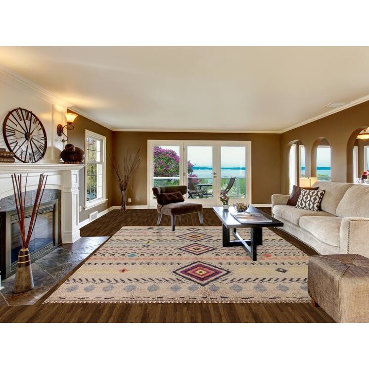 Tribal Moroccan Oriental Area Rug Handmade Wool Carpet - 9'0" x 12'4"
