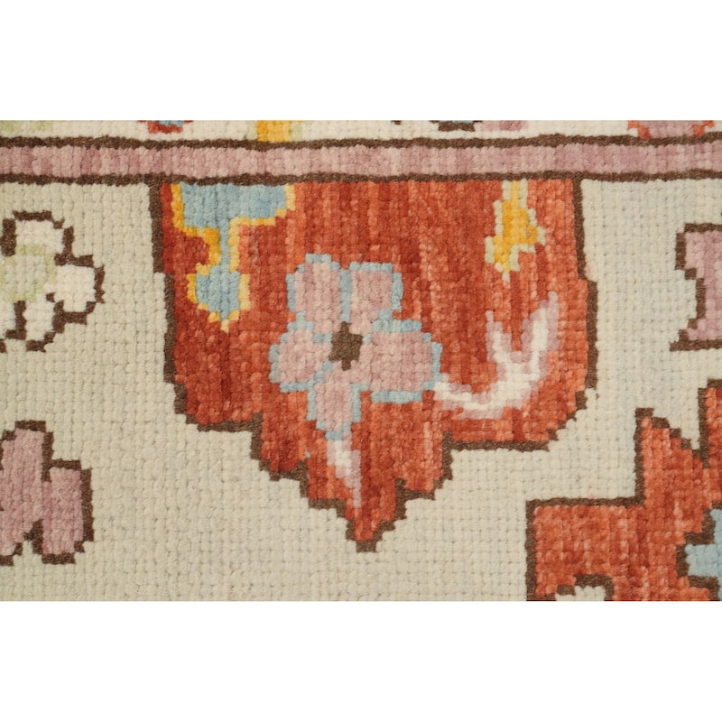 Hand Knotted Oriental 100% Wool Carpet Transitional Medallion Oranges & Rust Oushak Area Rug - 9' 11'' X 8' 3''