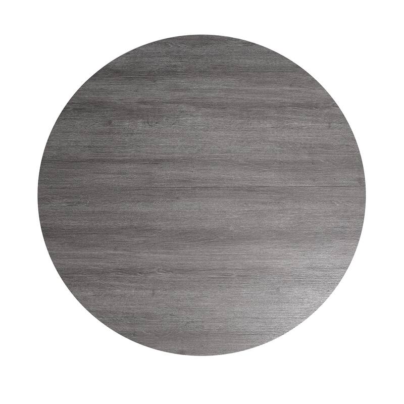 Classic Round Dining Table 1pc Dining Room Furniture Gray Two-Tone Finish U-shaped Pedestal Base Table