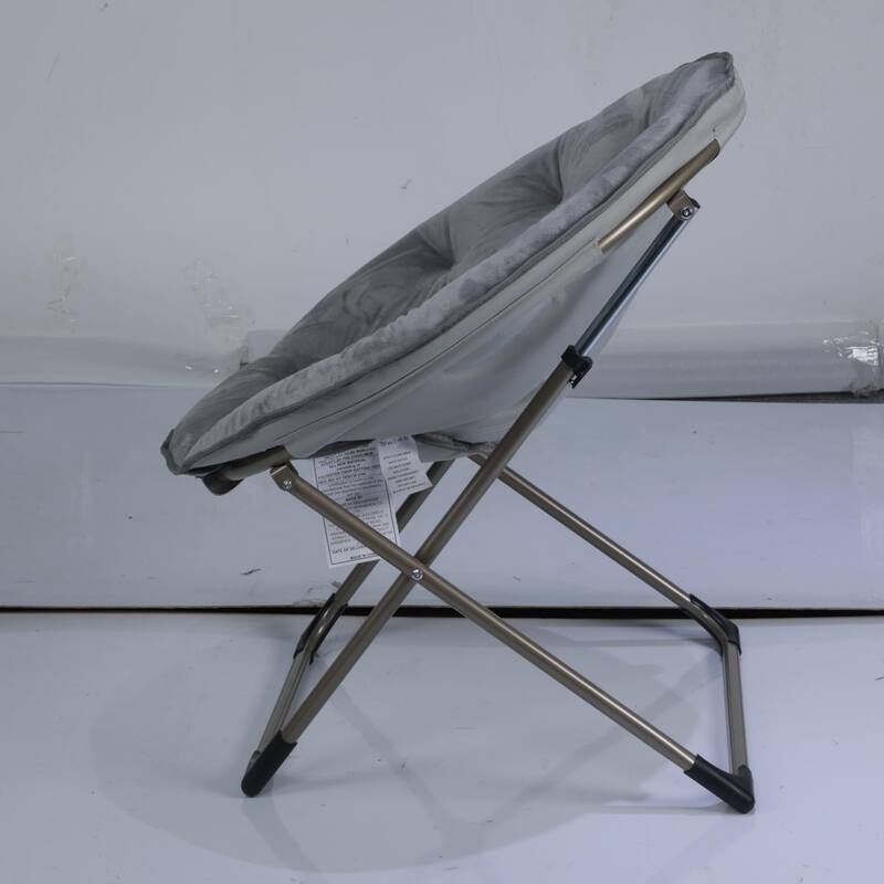 Comfy Folding Saucer Chair for Bedroom, Faux Fur Lounge Moon Chair with Sturdy Metal Frame, Oversized Plush Flower