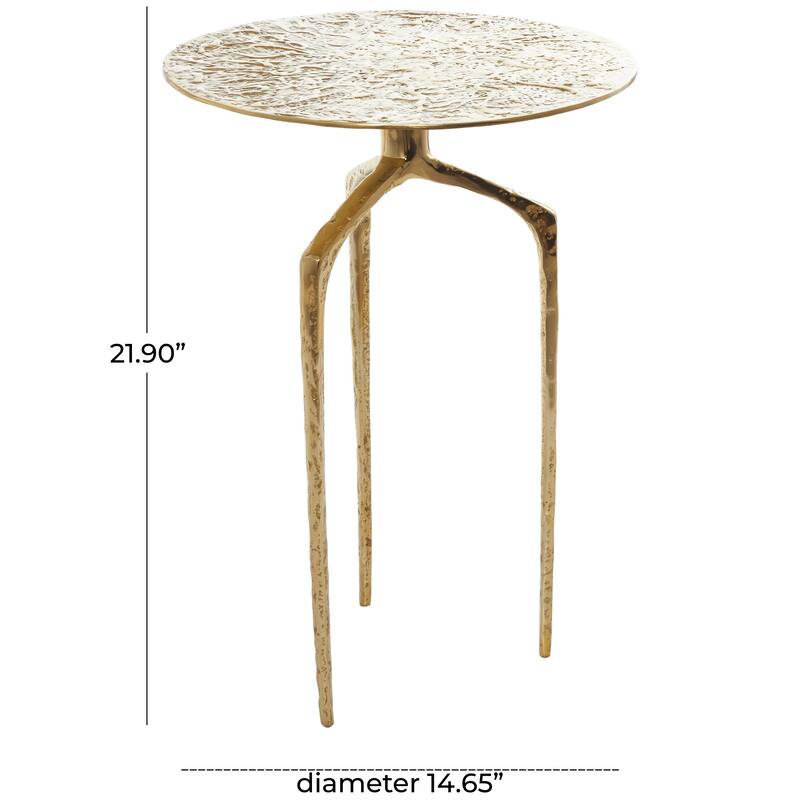 Silver, Gold or Gray Aluminum Metal Slim Textured Geometric Accent Table