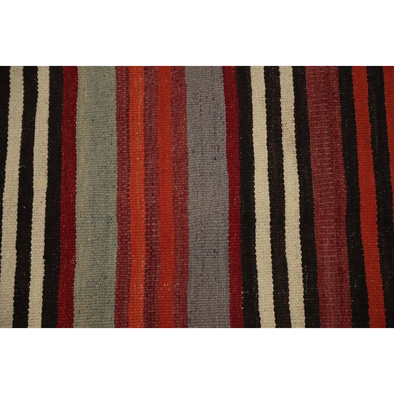 Hand Woven Oriental 100% Wool Carpet Southwestern Geometric Multi-Colored Kilim Area Rug - 11' 1'' X 4' 9''