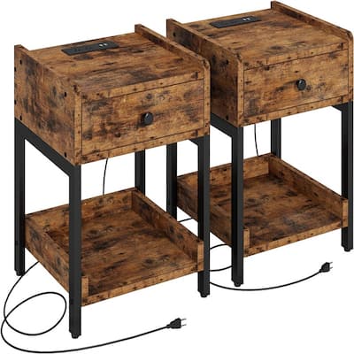 Nightstand Bedside Table with Charging Station