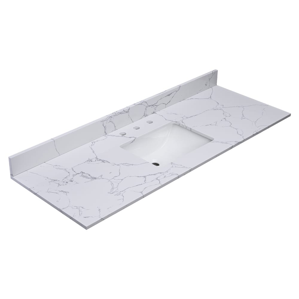 Enchantlace 61 Inch Engineered Marble Vanity Top with Sink