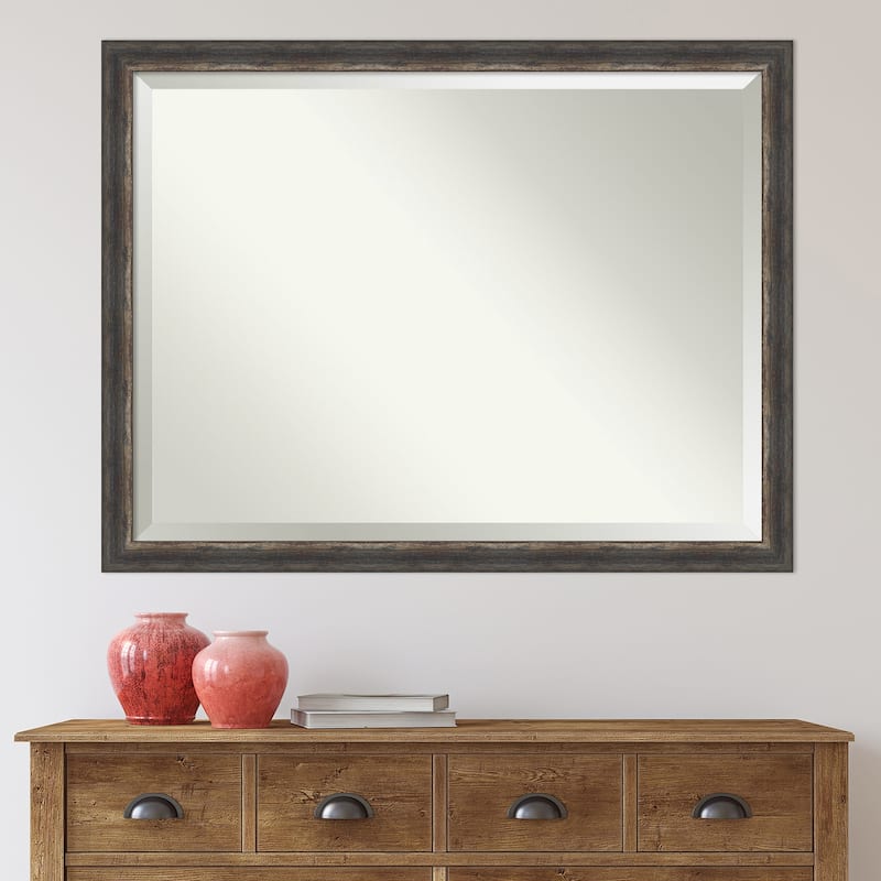 Beveled Wall Mirror - Bark Rustic Char Narrow Frame - Bark Rustic Char Narrow