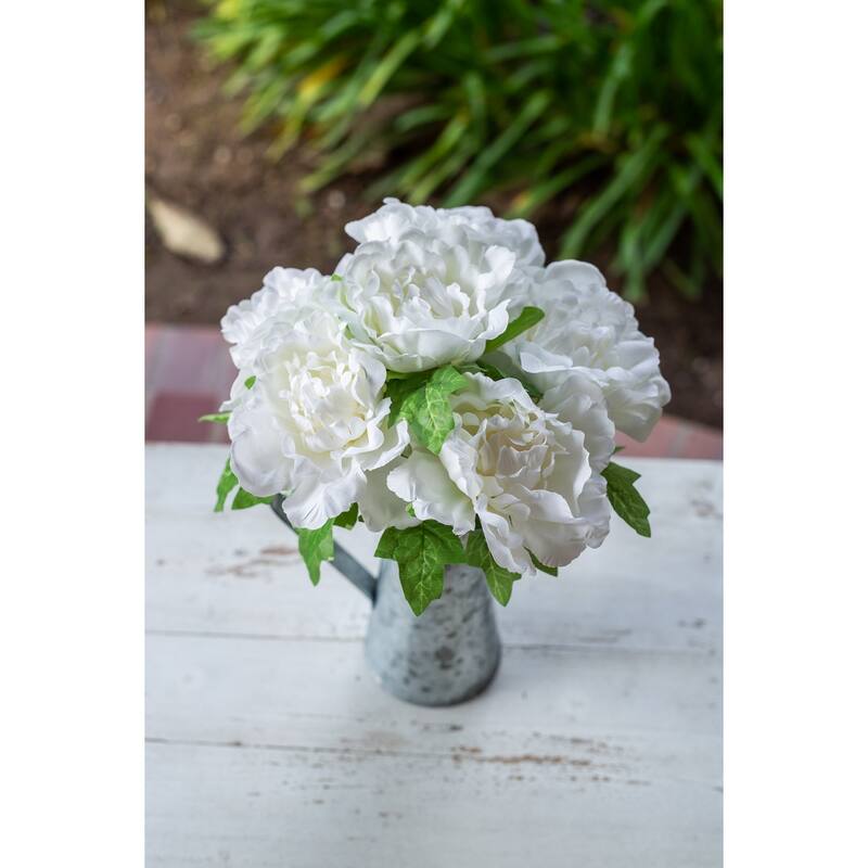 13" Tall Peach Peony in Tin - ONE-SIZE