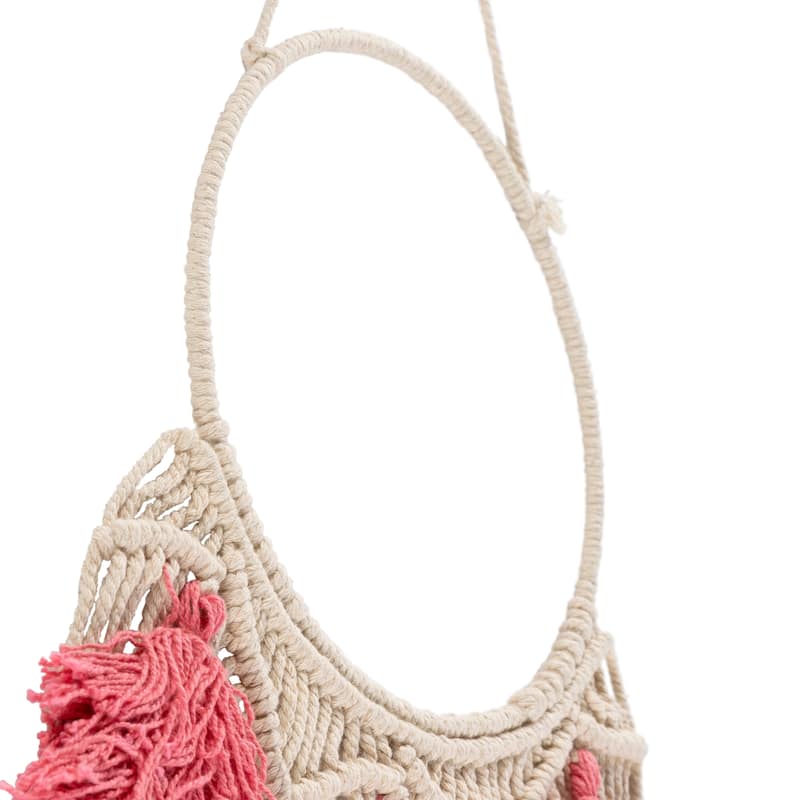 Bianka Fringe Leaf Wooden Hoop Wall Hanging - 32"H x 11"W