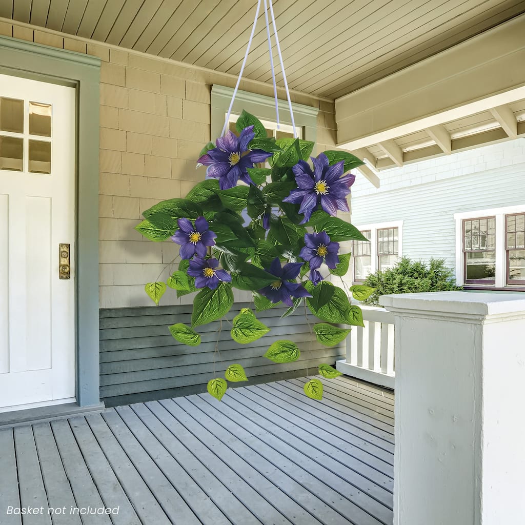 Artificial Morning Glory Floral Hanging Bush Spray - 20" - Purple