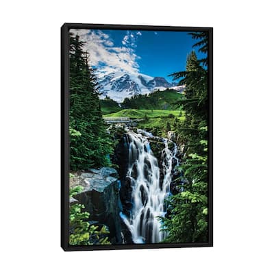iCanvas "USA, Washington State, Mount Rainier National Park, Mount Rainier, waterfall" by George Theodore Framed Canvas Print