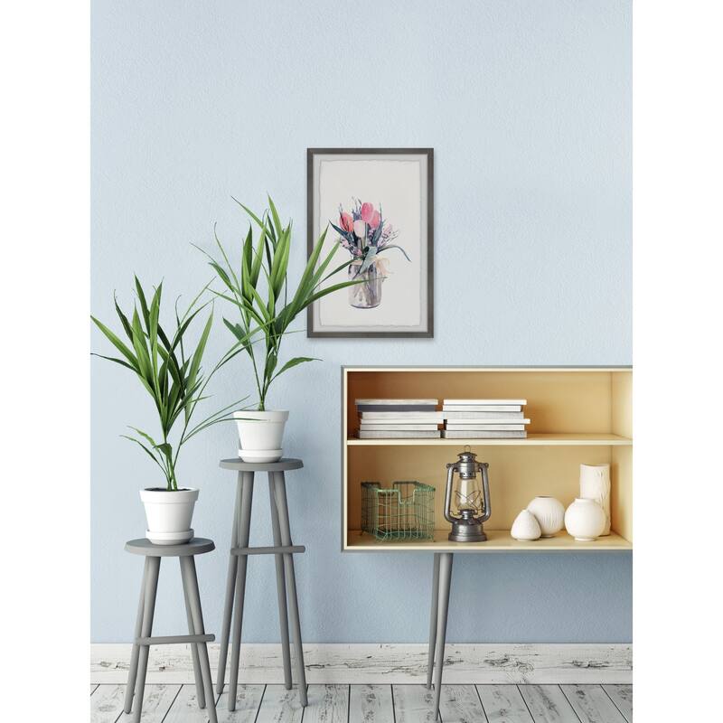 Tulip Painting Print - Floral Wall Art Home Decor - Framed Picture for Living Room Bedroom