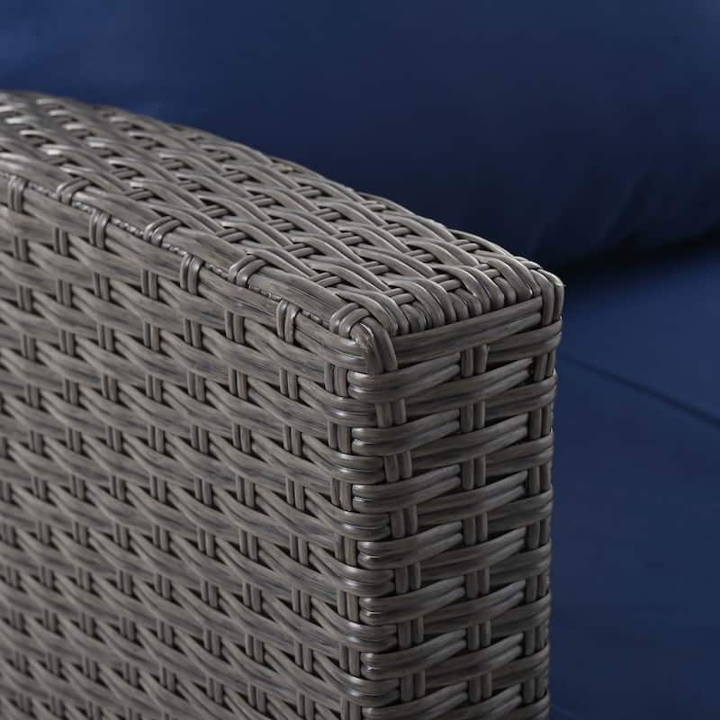 4-Piece PE Wicker Patio Conversation Set with Cushions