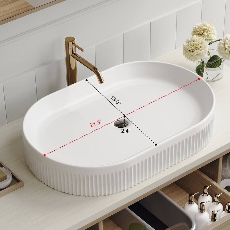 Modern 38.2 Wall-Mounted Bathroom Vanity with Oval Ceramic Sink Floating Vanity Multi-Layer Solid Soft-Close Drawers Open Shelf