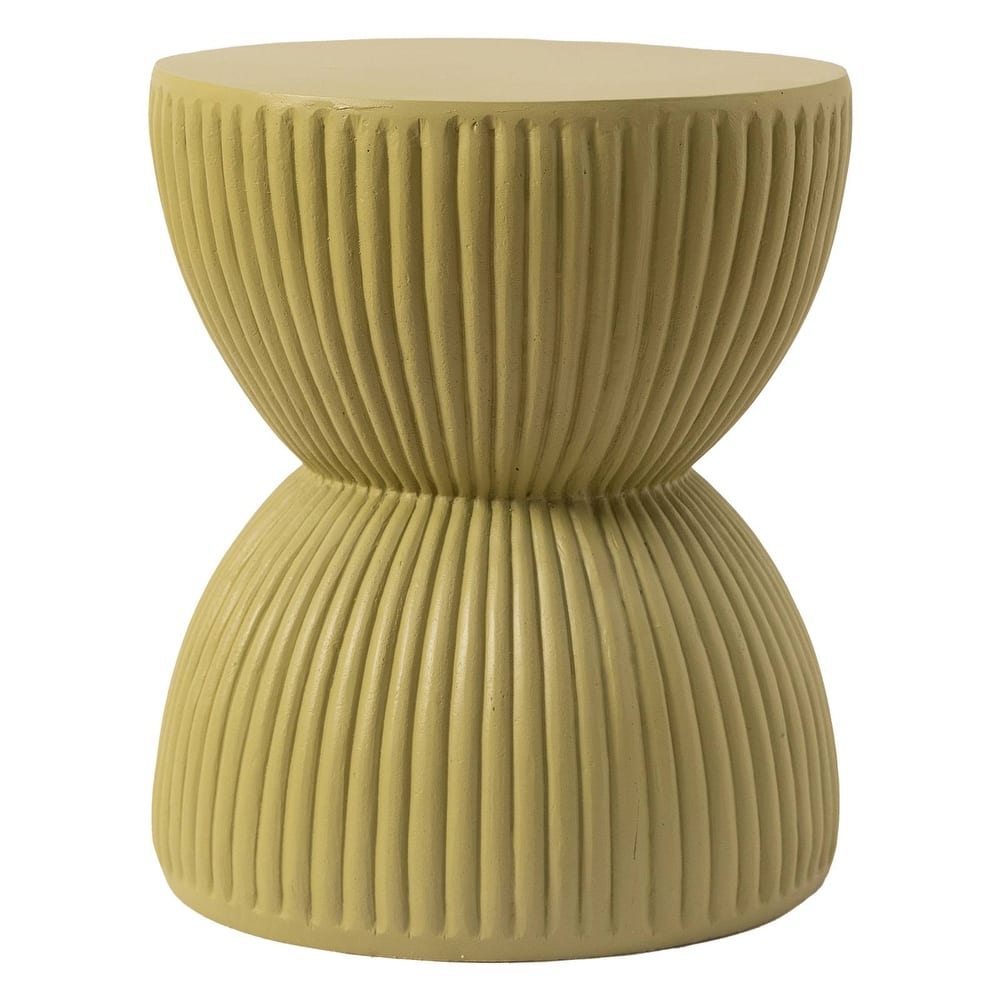 Spire Round Hourglass Accent Side Table with Ribbed Painted Finish End Table for Living Rooms, Bedrooms, or Patios
