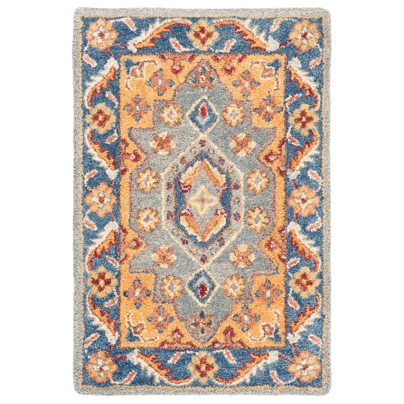 SAFAVIEH Handmade Antiquity Olgerta Traditional Oriental Wool Rug - 2' x 3' - Blue/Gold