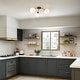 preview thumbnail 22 of 20, 6-Light Brass Semi-Flush Mount Ceiling Light with Opal Glass Shades - 24.2-in W x 9.05-in H
