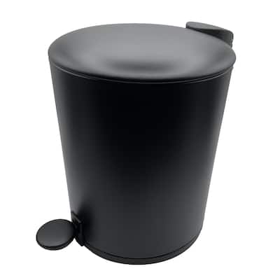 10" Tall Black Step Garbage Can with Removable Inner Bucket, Soft-Close Metal Waste Basket with Foot Pedal