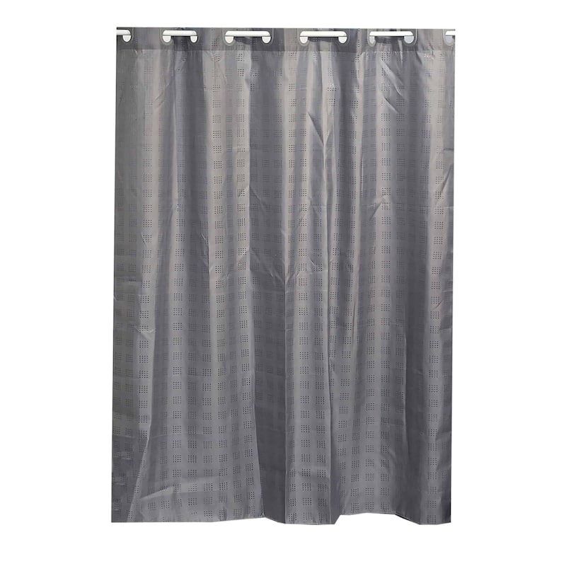 Extra Long Shower Curtain Polyester Hook Less Cubic 79"L x 71"W