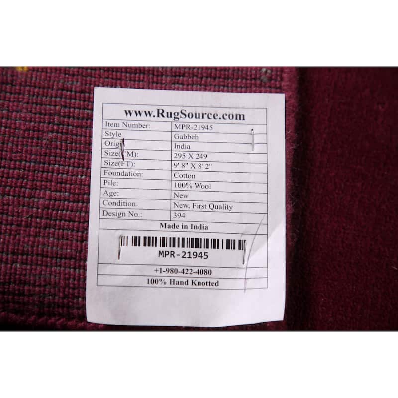 Gabbeh Indian Area Rug Handmade Purple Wool Carpet - 8'2" x 9'8"