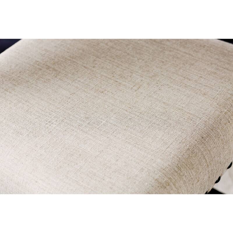 Padded Fabric Chairs Set Of 2pc Dining High Chairs Nailhead Trims Solid Wood Cherry