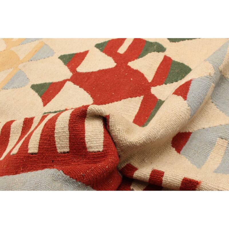 ECARPETGALLERY Flat-Weave Sivas Cream Wool Kilim - 6'4 x 8'9